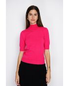 Pull en Cachemire mélangé Sophia col cheminée fushia