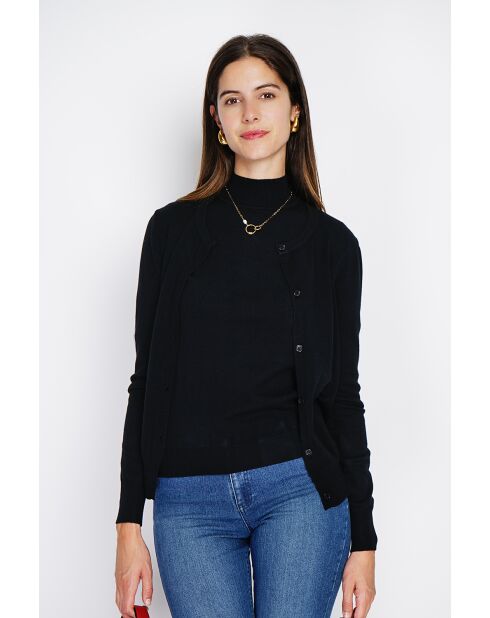 Pull en Cachemire mélangé Sophia col cheminée noir
