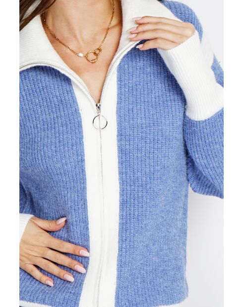 Cardigan Claudia blu in jeans misto cashmere