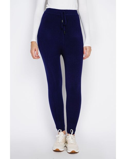 Pantalon Zoé en Cachemire mélangé bleu nuit