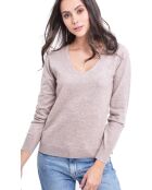 Pull en Cachemire & Soie mélangés beige