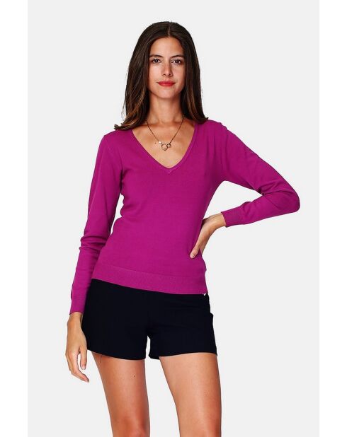 Pull en Cachemire 3 fils mélangé Iris orchidée
