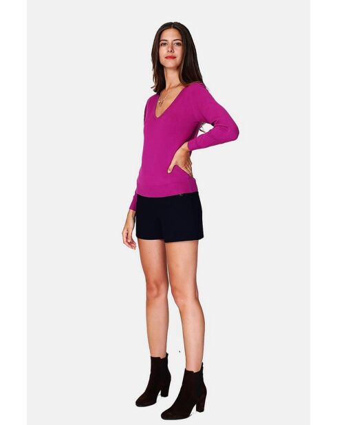 Pull en Cachemire 3 fils mélangé Iris orchidée