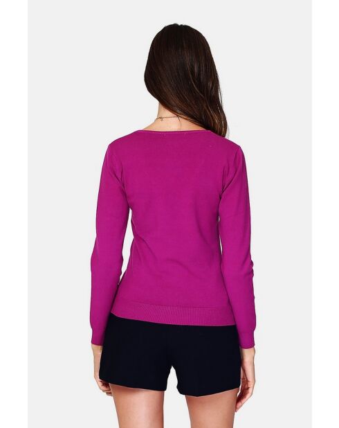 Pull en Cachemire 3 fils mélangé Iris orchidée