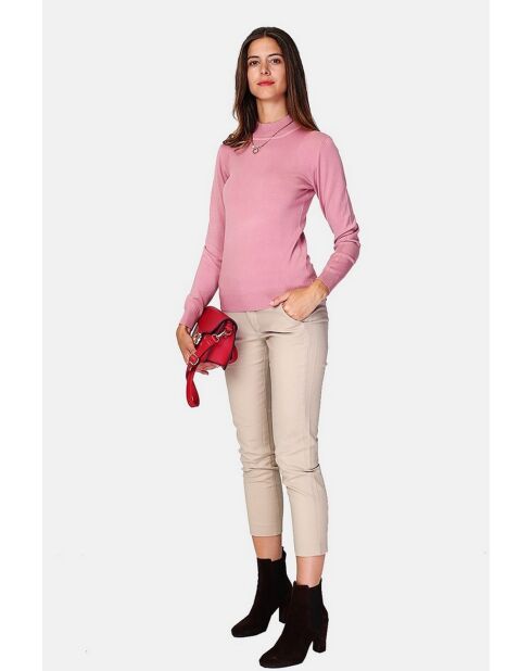 Pull en Cachemire 3 fils mélangé Nina princesse rose