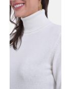 Pull en Cachemire & Soie col roulé blanc