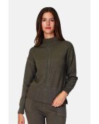 Pull en Cachemire 4 fils mélangé Agathe kaki