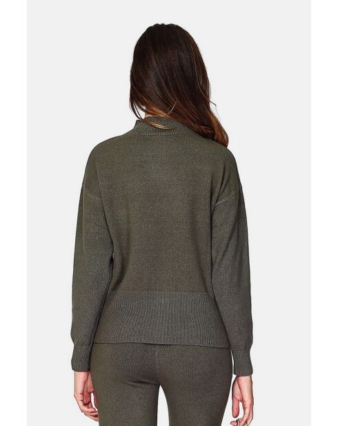 Pull en Cachemire 4 fils mélangé Agathe kaki