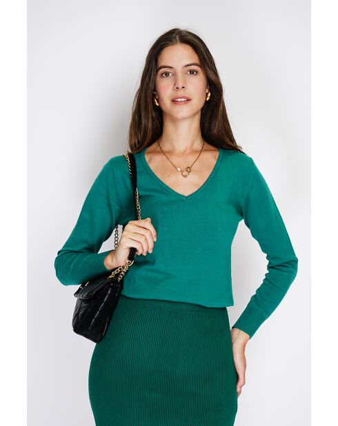 Pull en Cachemire mélangé  Jina vert amazone