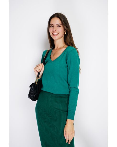 Pull en Cachemire mélangé  Jina vert amazone