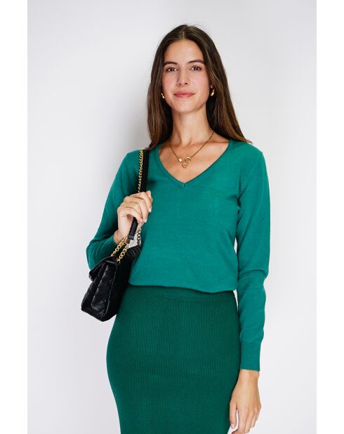 Pull en Cachemire mélangé  Jina vert amazone