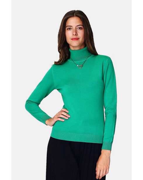 Pull en Cachemire 3 fils mélangé Juliette vert virid