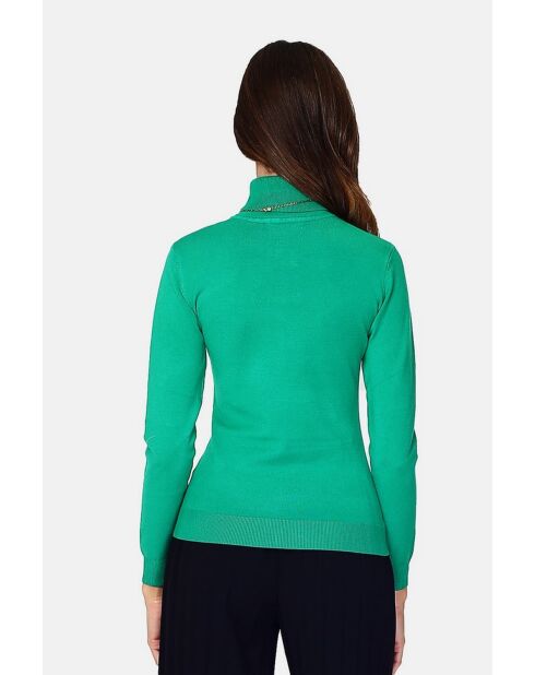 Pull en Cachemire 3 fils mélangé Juliette vert virid