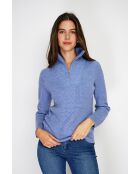 Pull en Cachemire mélangé zippé Olga bleu jeans