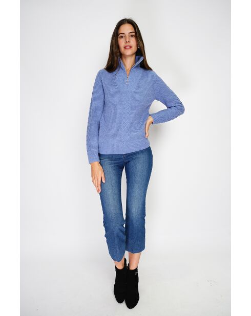 Pull en Cachemire mélangé zippé Olga bleu jeans