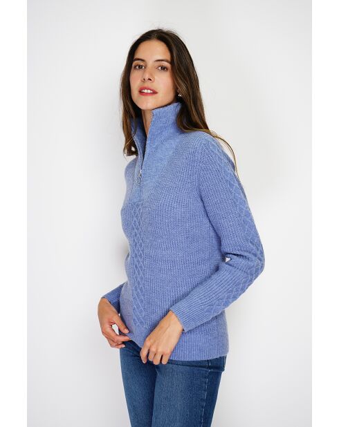 Pull en Cachemire mélangé zippé Olga bleu jeans