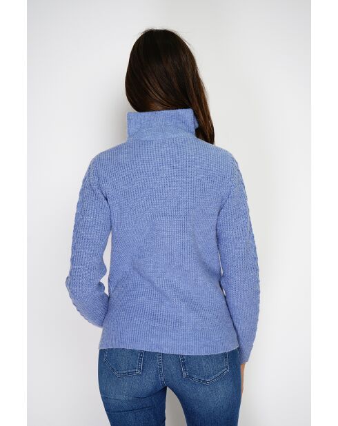 Pull en Cachemire mélangé zippé Olga bleu jeans