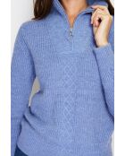 Pull en Cachemire mélangé zippé Olga bleu jeans