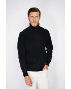 Pull col roulé torsade noir