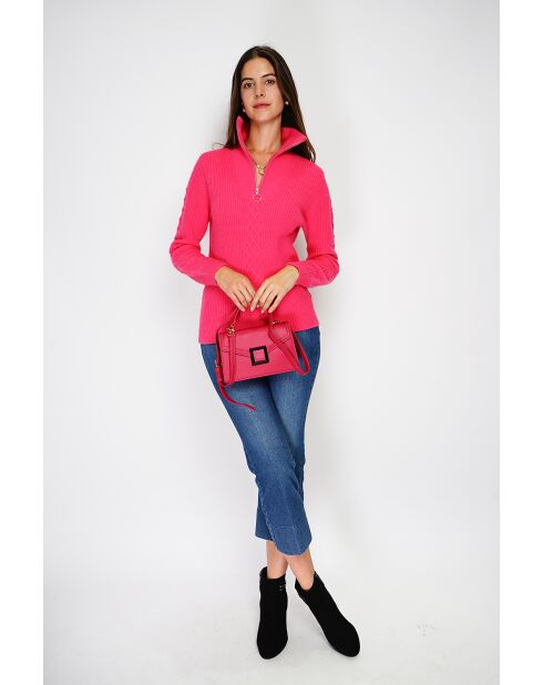 Pull en Cachemire mélangé zippé Olga fushia