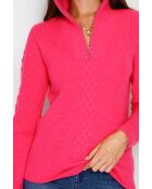 Pull en Cachemire mélangé zippé Olga fushia