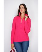 Pull en Cachemire mélangé zippé Olga fushia