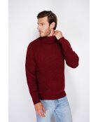 Pull col roulé tricotage bordeaux