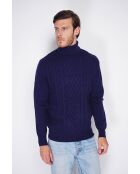 Pull col roulé torsade bleu nuit