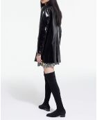 Manteau double boutonnage avec détails Velours noir