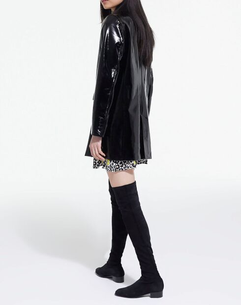 Manteau double boutonnage avec détails Velours noir