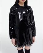 Manteau double boutonnage avec détails Velours noir