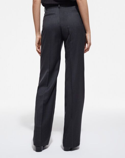 Pantalon 100% Laine détail 4 poches noir/blanc