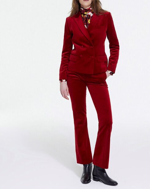 Pantalon de Costume détail bas évasé rouge