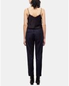 Pantalon de Costume 100% Laine détail taille élastique marine