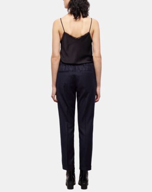 Pantalon de Costume 100% Laine détail taille élastique marine