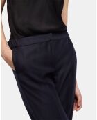 Pantalon de Costume 100% Laine détail taille élastique marine