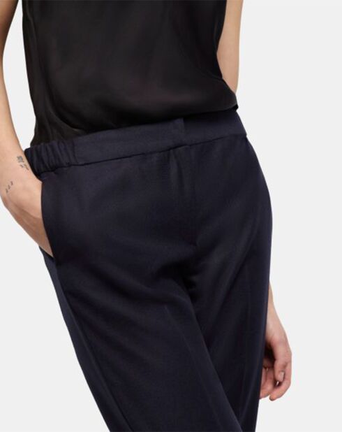 Pantalon de Costume 100% Laine détail taille élastique marine
