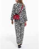 Pantalon 100% Soie Taille élastique détail une poche arriere blanc cassé/noir