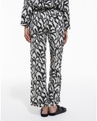 Pantalon 100% Soie Taille élastique détail une poche arriere blanc cassé/noir