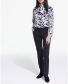 Pantalon de Costume en Laine bas évasé détail bande Satin noir