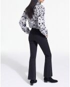 Pantalon de Costume en Laine bas évasé détail bande Satin noir