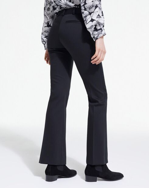 Pantalon de Costume en Laine bas évasé détail bande Satin noir