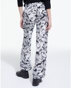 Pantalon 100% Soie Romantic Garden noir/blanc