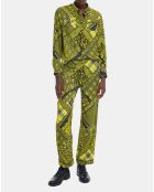 Pantalon Droit Fluide noir/jaune