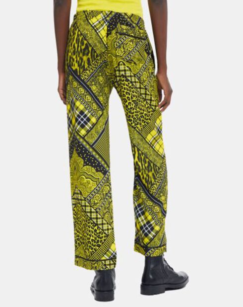 Pantalon Droit Fluide noir/jaune