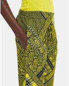 Pantalon Droit Fluide noir/jaune