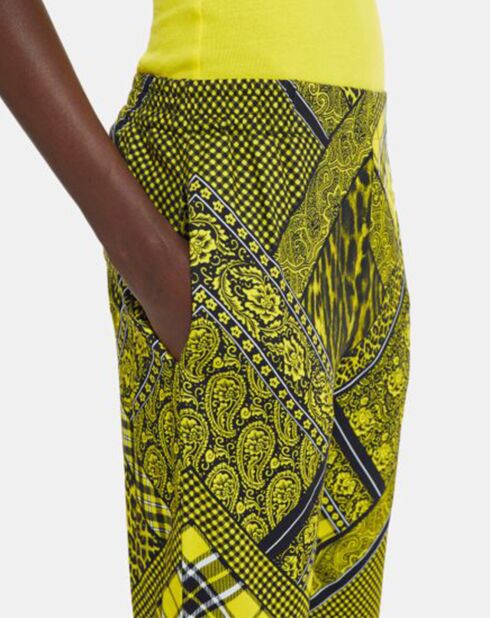 Pantalon Droit Fluide noir/jaune