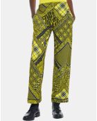 Pantalon Droit Fluide noir/jaune