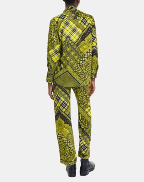 Pantalon Droit Fluide noir/jaune