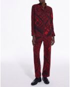 Pantalon Droit Fluide rouge/noir